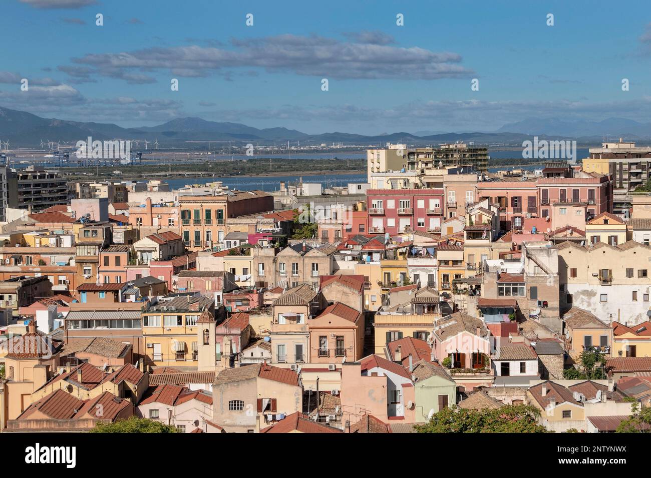 Vue sur la vieille ville de Cagliari, Sardaigne, Italie Banque D'Images