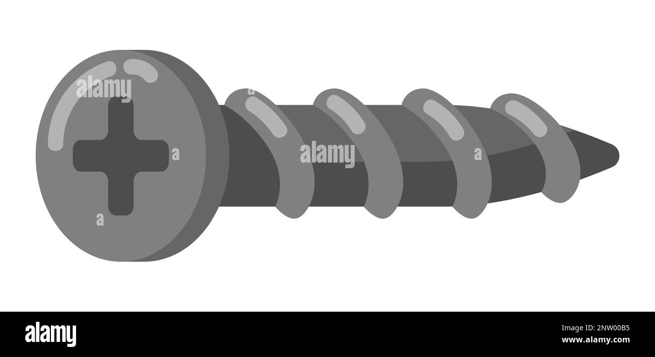 Vis métallique pour la construction. Produit industriel pour la construction et la rénovation. Objet pour la boutique et l'entrepôt. Illustration de Vecteur