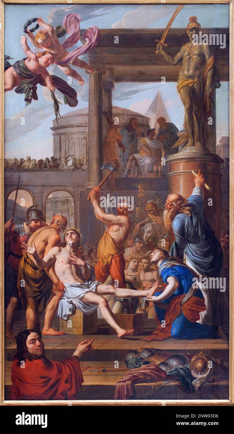 Le martyre de Saint Adrian - la martyr de Saint Adrien. Peinture de Adrien Sacquespee (1629-1688), 1659, art francais. Musée des Beaux-Arts de Rouen. Banque D'Images