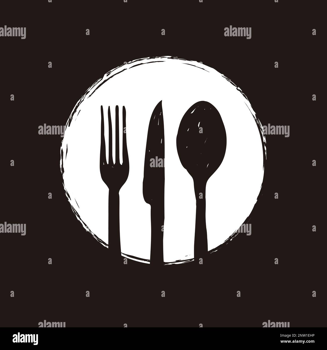 Fourchette cuillère ensemble de couteaux graphique noir blanc isolé dessin  illustration vecteur Image Vectorielle Stock - Alamy