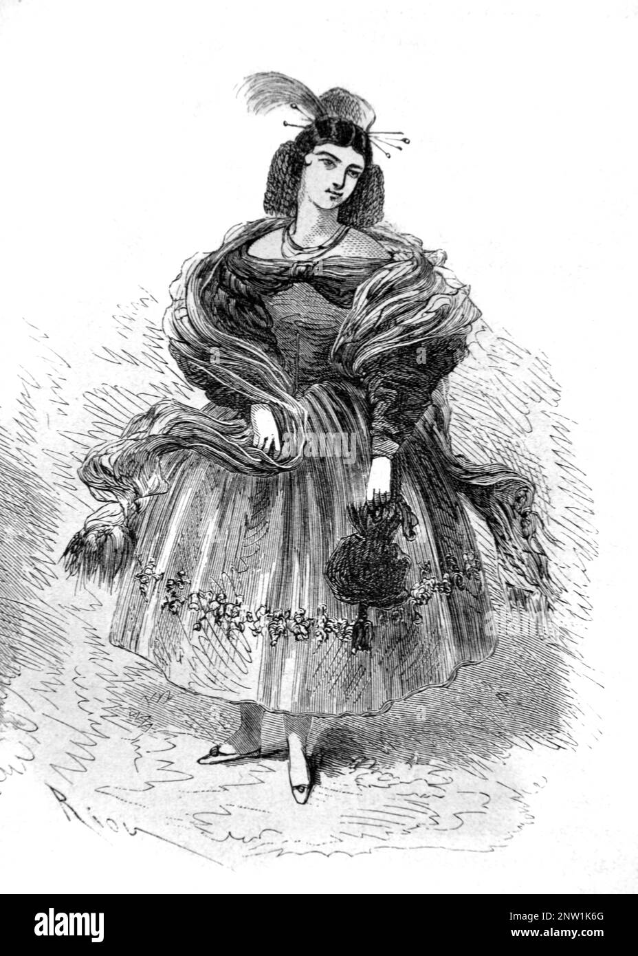 Femme bourgeoise d'origine espagnole ou femme blanche à Arequipa Pérou. Gravure ancienne ou illustration 1862 Banque D'Images