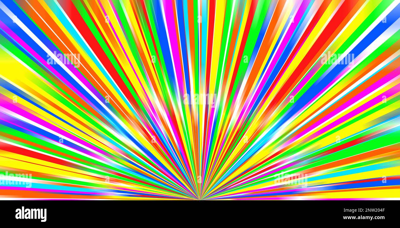 Coloré vif arc-en-ciel rayons étoiles abstrait vacances bannière arrière-plan texture élément de conception. Banque D'Images