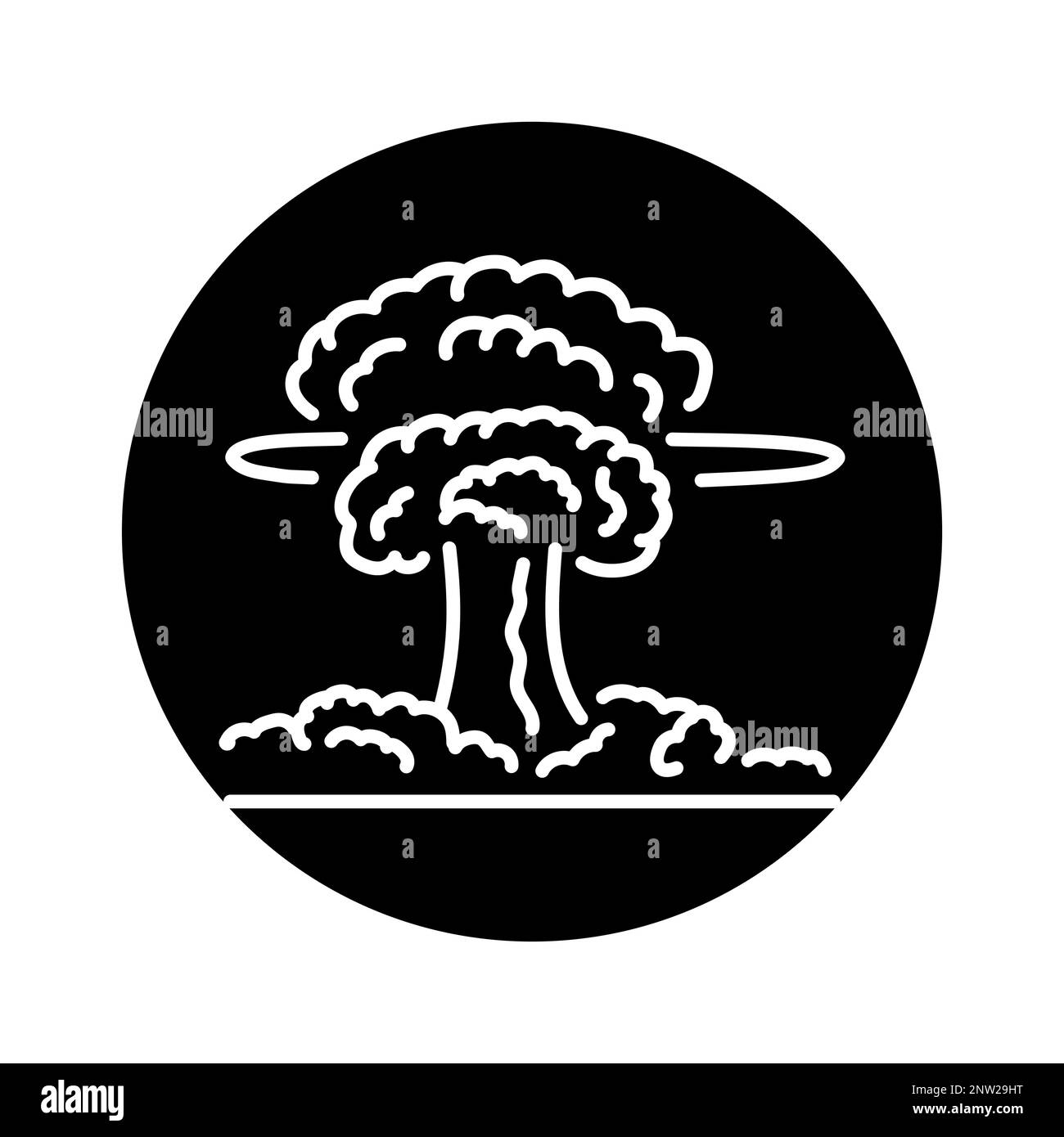 Icône de ligne noire d'explosion nucléaire. Pictogramme pour page Web, application mobile, Promo. Illustration de Vecteur