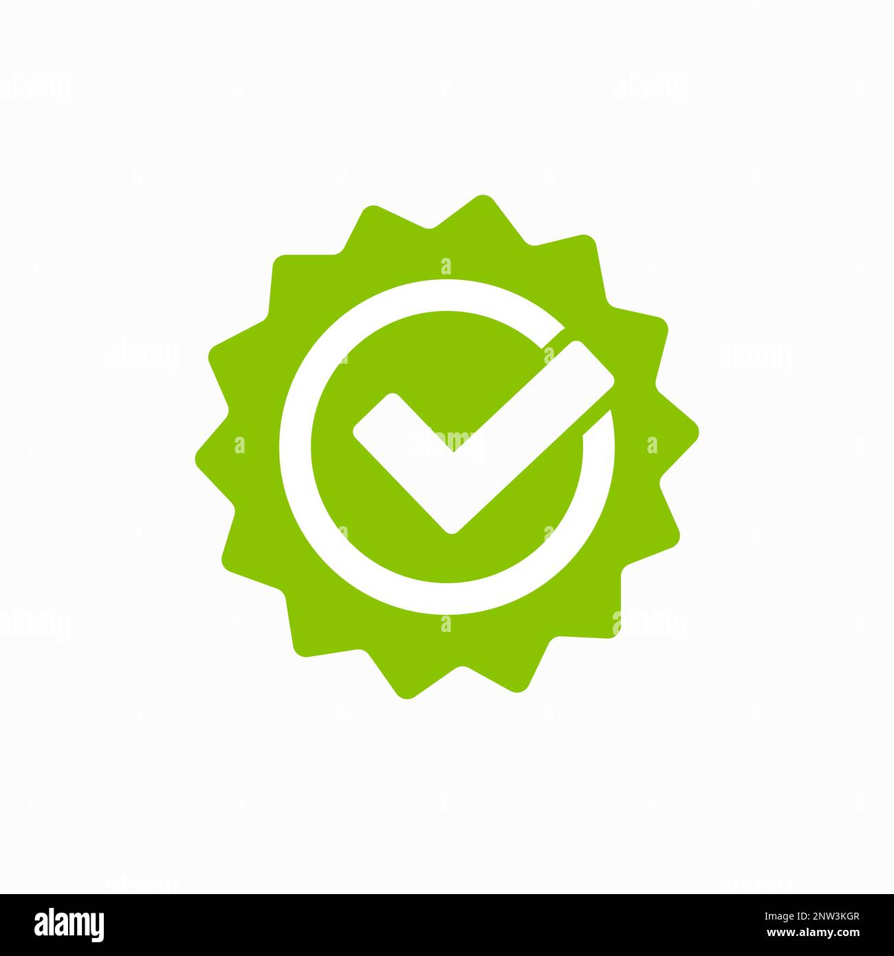 Cochez Marquer l'icône de vecteur dans le badge en étoile. Symbole d'approbation. Illustration de Vecteur