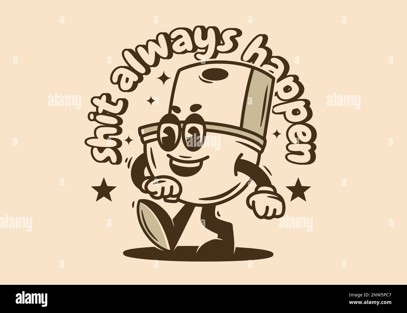 Motif personnage de mascotte d'une toilette de marche Illustration de Vecteur