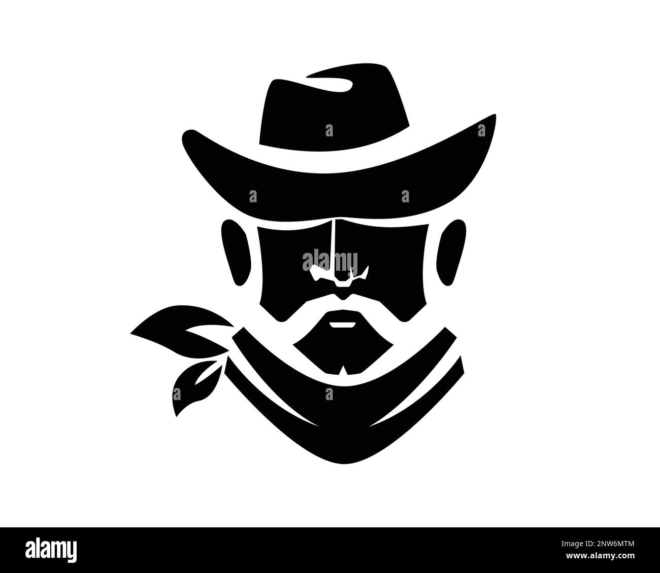 Cowboy tendance avec moustache Silhouette Illustration de Vecteur