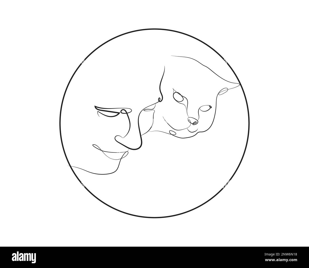 Personne souriante avec le style artistique Silhouette de Cat Symbol Illustration de Vecteur