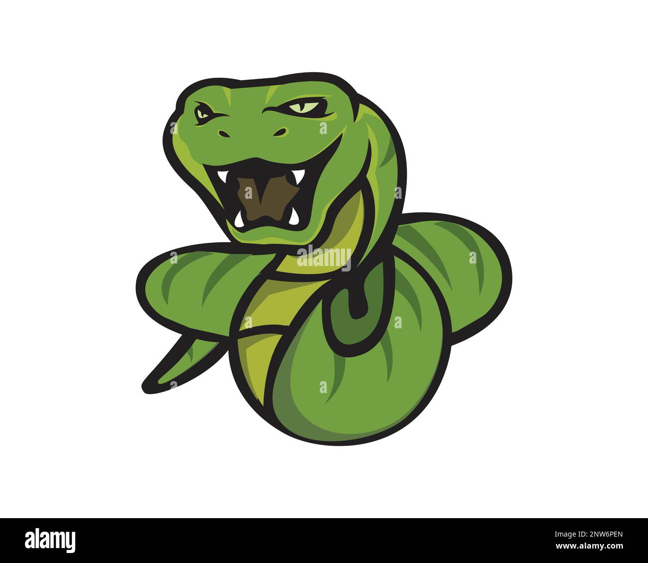 Serpent effrayant avec illustration de couleur verte Illustration de Vecteur