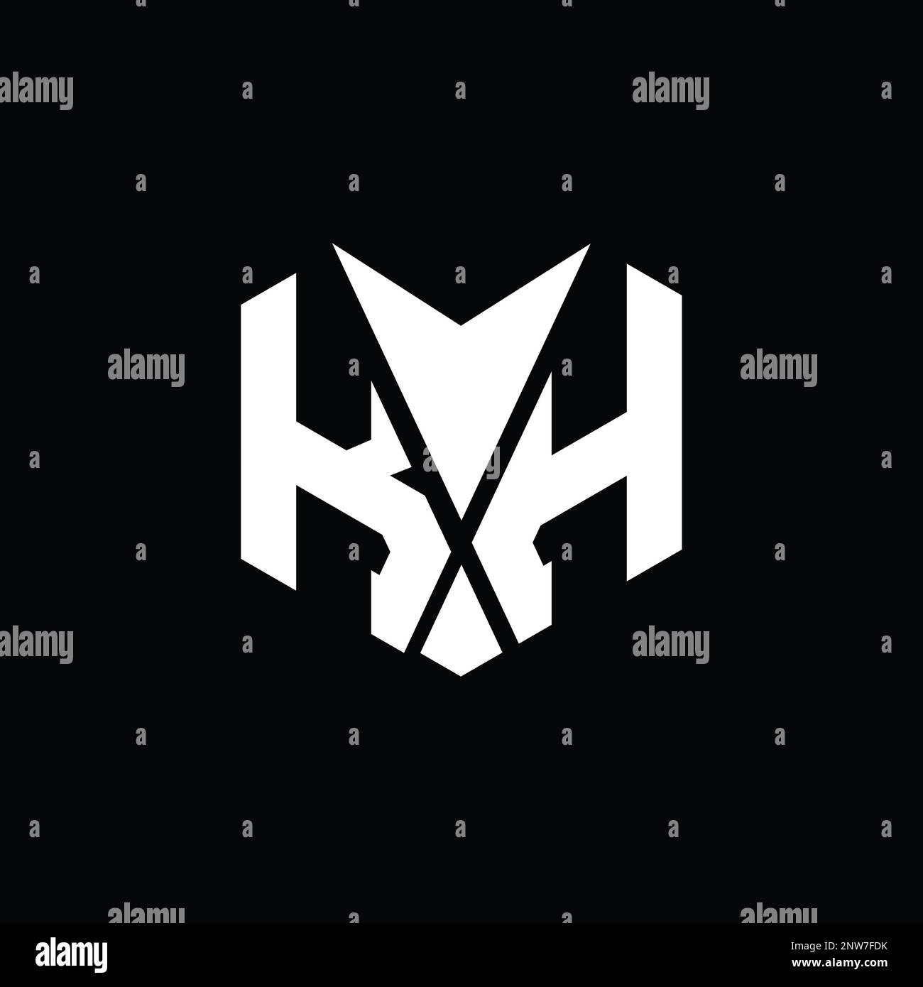 KH logo monogramme abstrait forme hexagonale image vecteur modèle de conception Banque D'Images