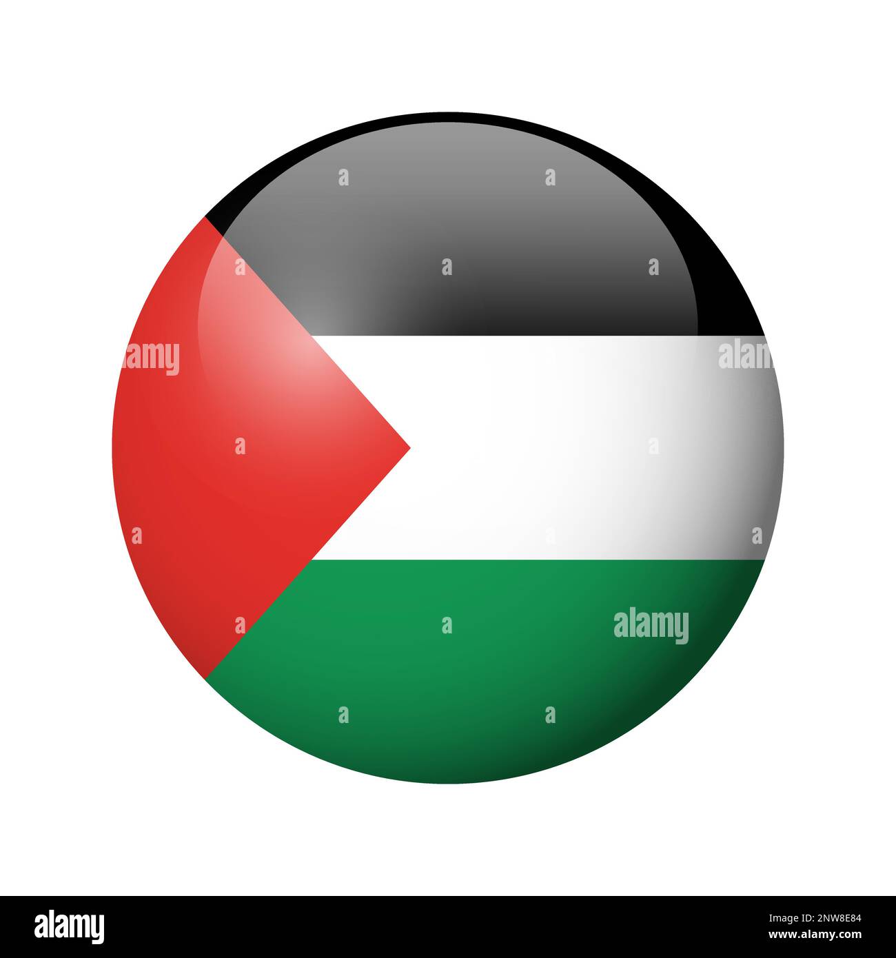 Drapeau palestinien - badge cercle brillant. Icône vecteur. Illustration de Vecteur