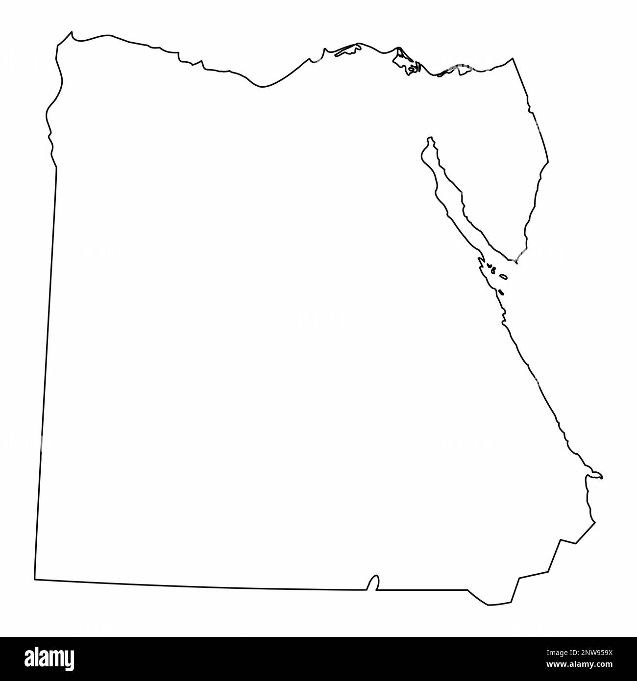 Carte de contour de l'Égypte isolée sur fond blanc Illustration de Vecteur