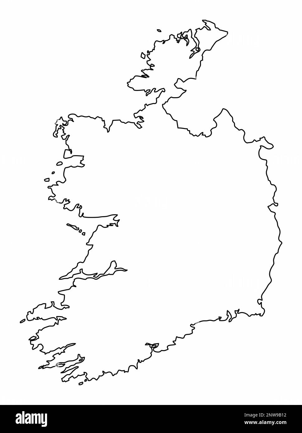 Carte de contour de l'Irlande isolée sur fond blanc Illustration de Vecteur
