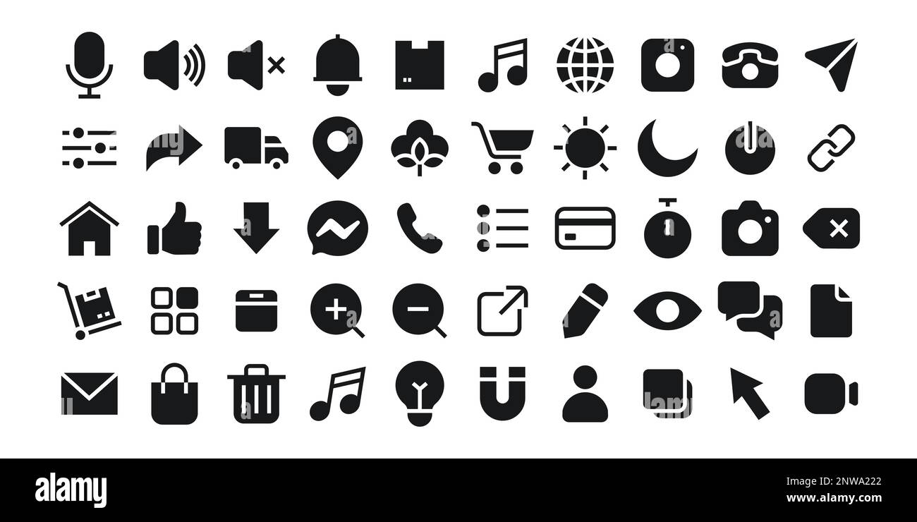 Simple minimaliste différents médias sociaux et Marketing Vector signes. Ensemble de grandes icônes Illustration de Vecteur