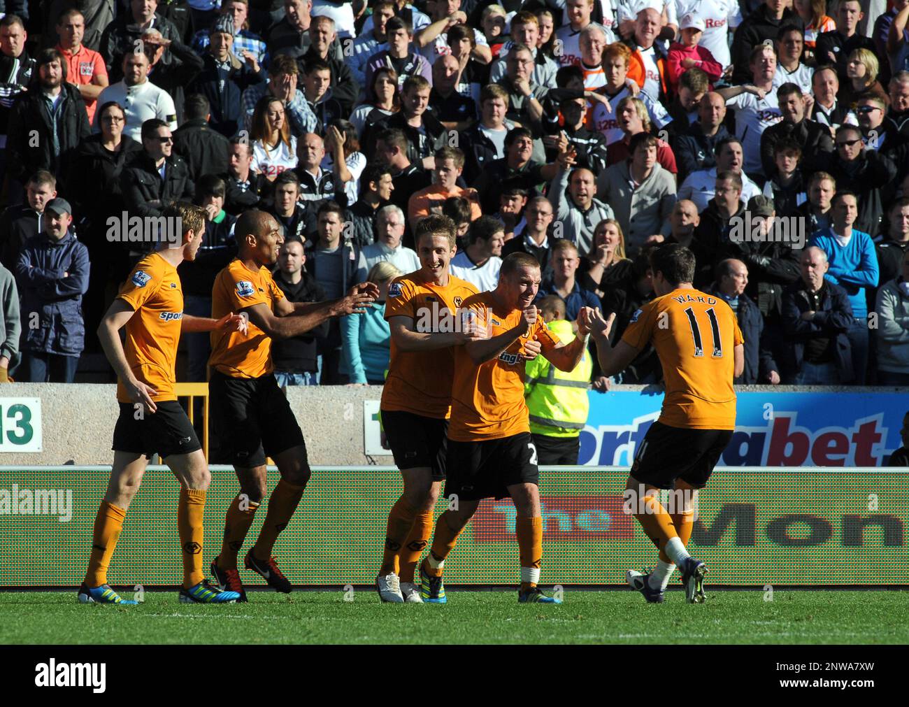 Jamie O'Hara fête son but Barclays Premier League -Wolverhampton Wanderers contre Swansea 22/10/2011 Banque D'Images