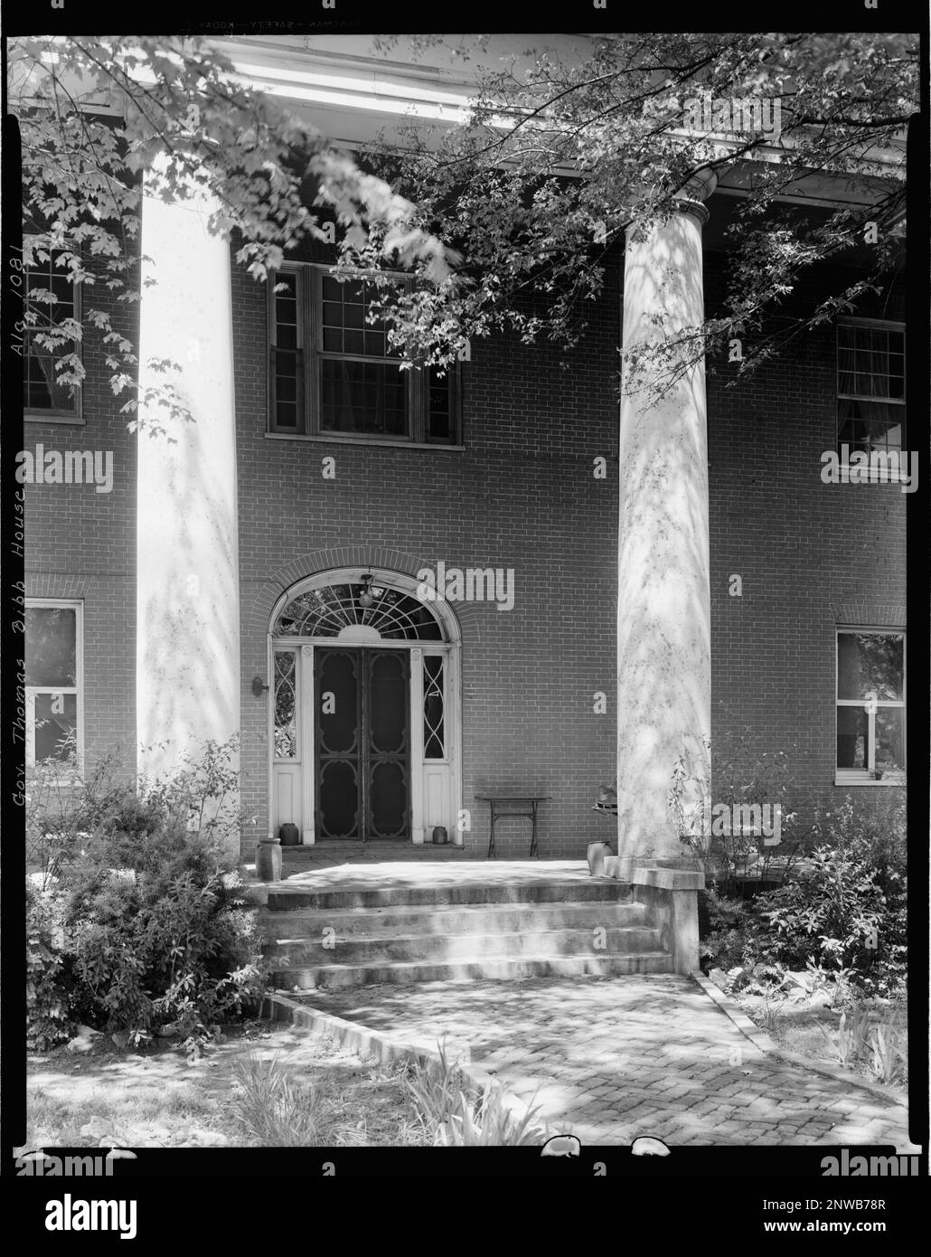 Gov. Thomas Bibb House, Bella Mina, comté de Limestone, Alabama. Carnegie Etude de l'architecture du Sud. États-Unis, Alabama, Limestone County, Bella Mina, Columns, Portiques, Porches , FanLights. Banque D'Images