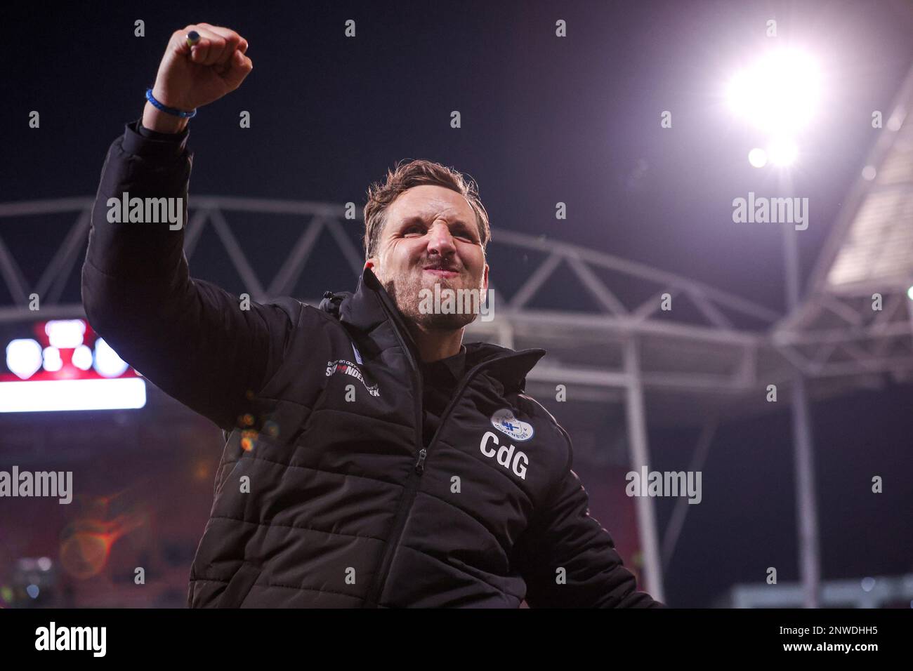 UTRECHT, PAYS-BAS - FÉVRIER 28: Entraîneur en chef Chris de Graaf de SV Spakenburg pendant le match final de la coupe KNVB TOTO néerlandaise entre le FC Utrecht et SV Spakenburg au Stadion Galgenwaard sur 28 février 2023 à Utrecht, pays-Bas (photo de Ben gal/Orange Pictures) Banque D'Images