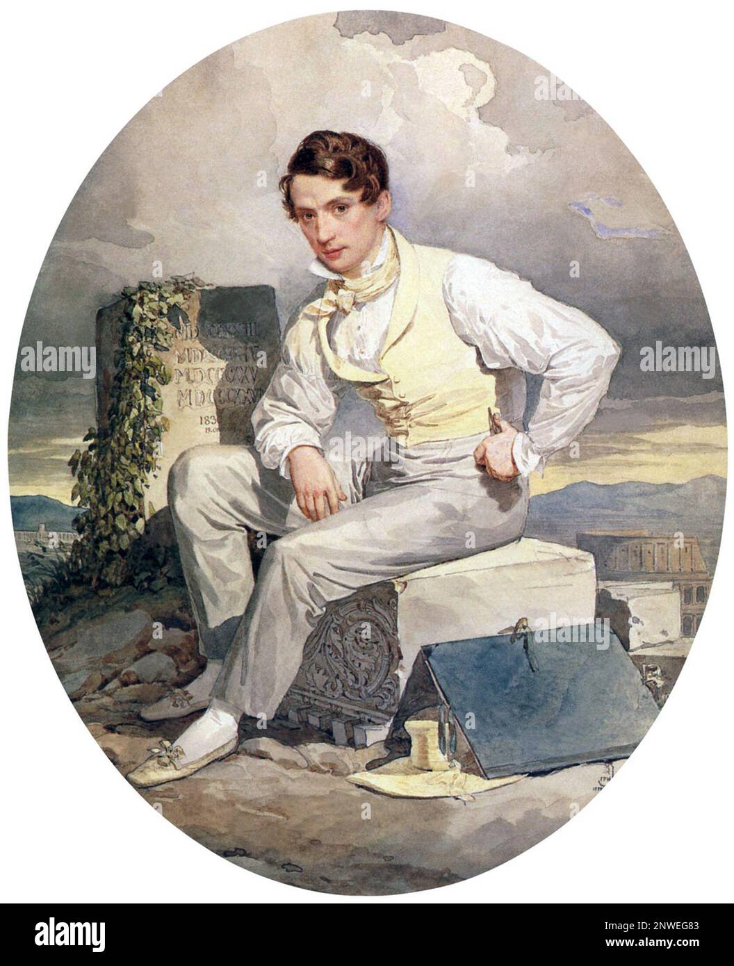 Alexander Brullov - autoportrait - 1830 Alexander Brullov, Alexander Pavlovich Brullov (1798 – 1877) artiste russe Banque D'Images