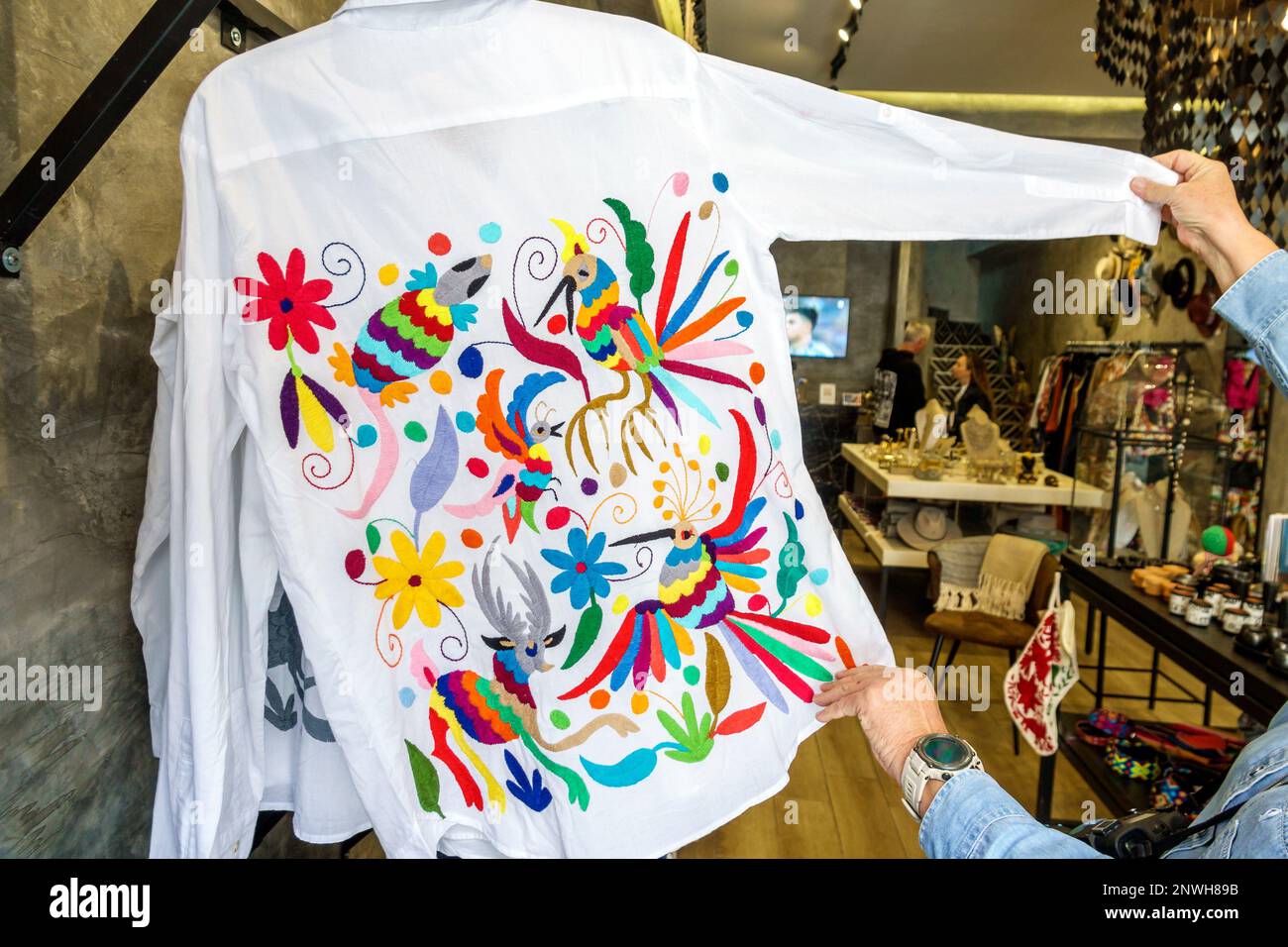 San Miguel de Allende Guanajuato Mexique, Historico Centre historique Zona Centro, Etnea Boutique par éclectique Array, commerce équitable, Otomi broderie shi Banque D'Images