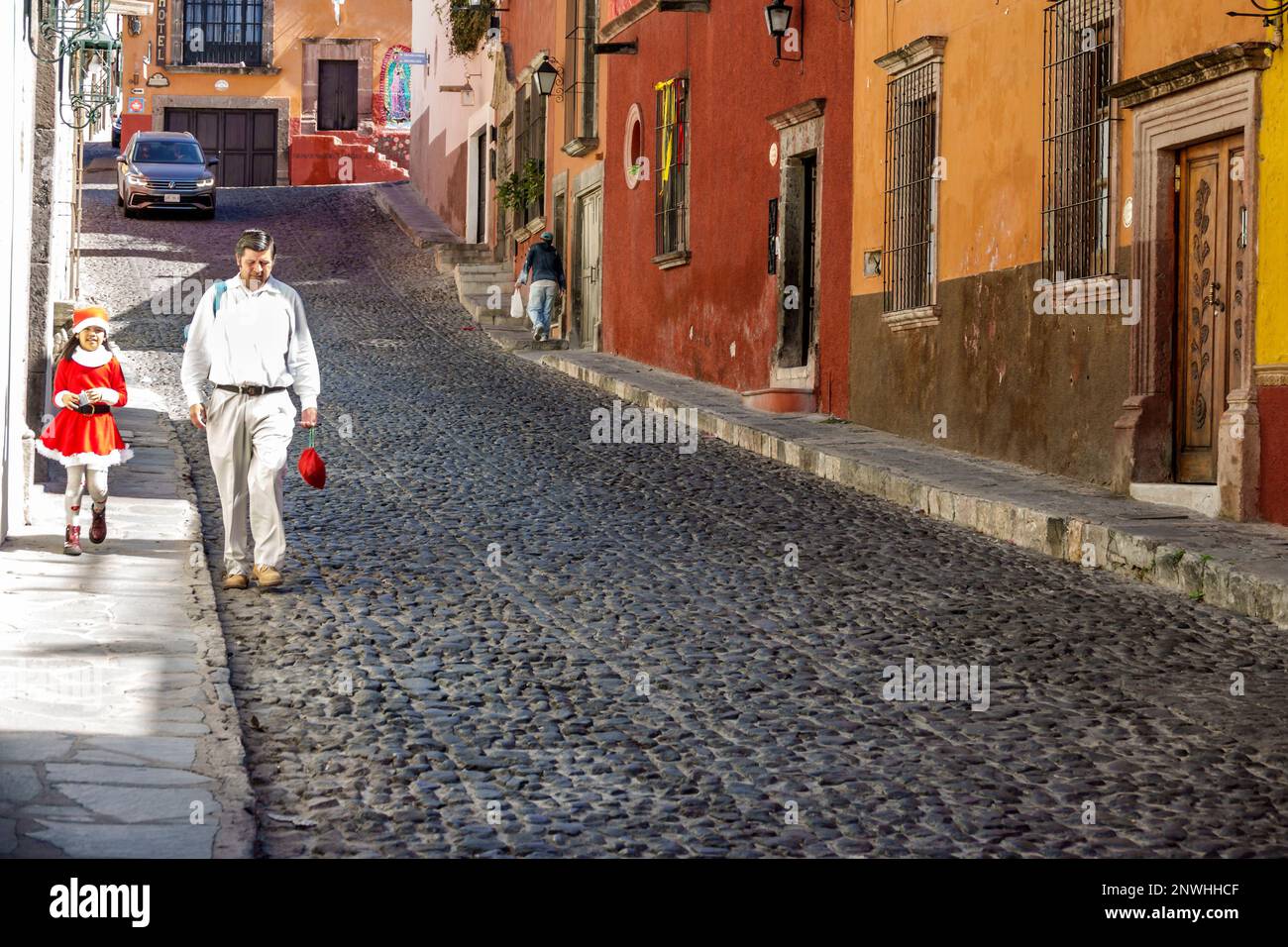 San Miguel de Allende Guanajuato Mexique, Historico Centre historique central centre, rue pavée, maisons résidences, Calle Hospicio, architecte colonial Banque D'Images