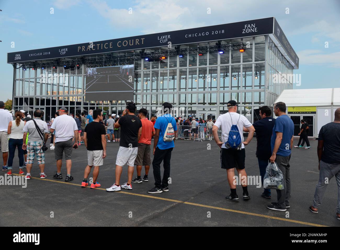 September 20, 2018 - Chicago, Illinois, United States - A view of the practice court in the fan zone at the 2018 Laver Cup tennis event in Chicago. (Credit Image: © Christopher Levy/ZUMA Wire) (Cal Sport Media via AP Images) Banque D'Images