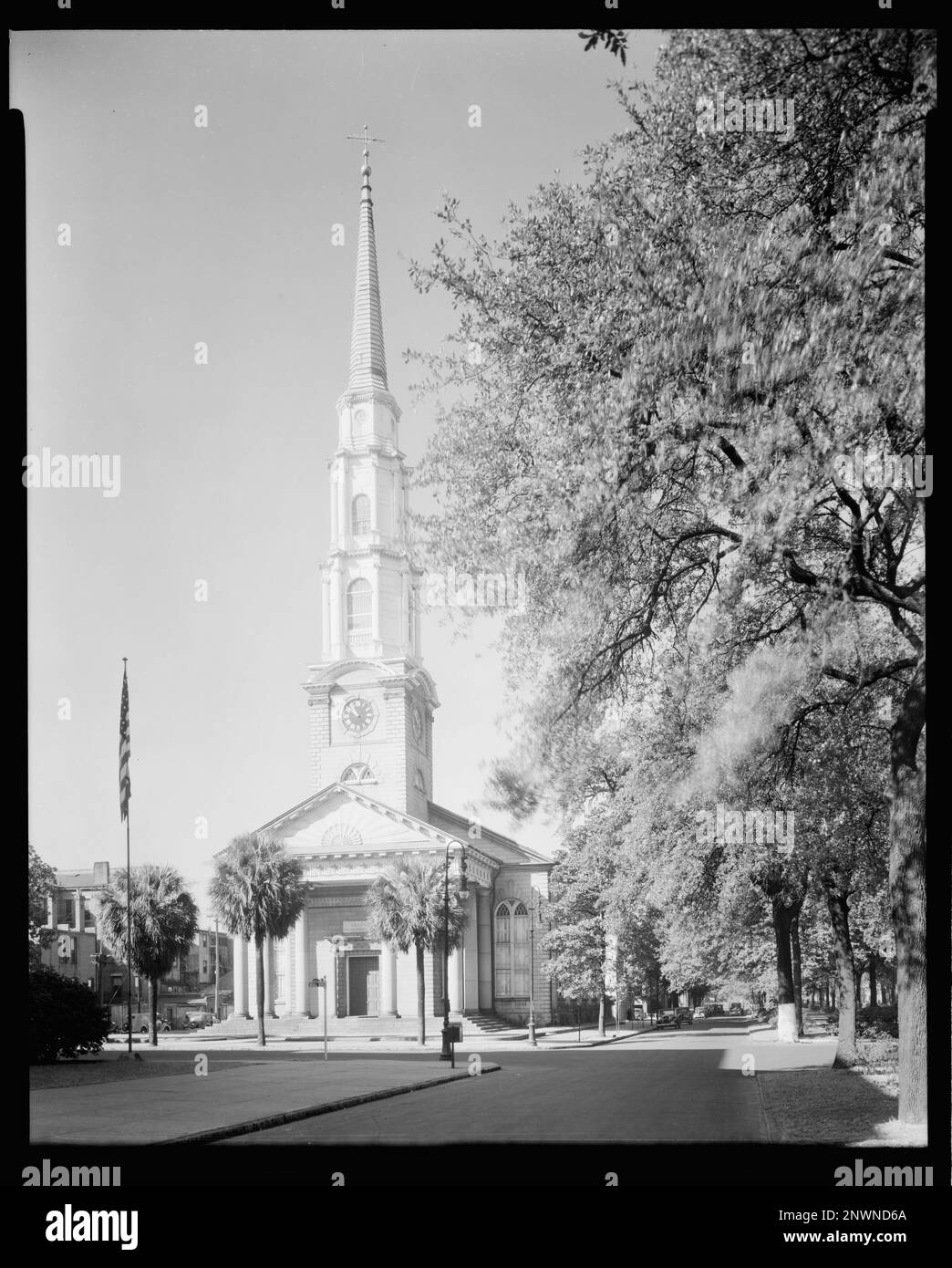 Église presbytérienne indépendante, Savannah, Chatham County, Géorgie. Carnegie Etude de l'architecture du Sud. États-Unis, Géorgie, Chatham County, Savannah, Églises, Clochers, tours. Banque D'Images