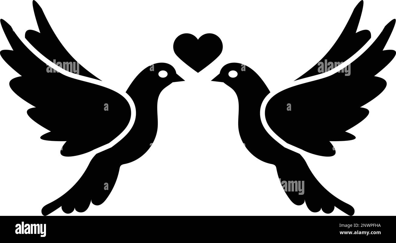Modèle de vecteur d'illustration de silhouette d'icône de colombe Illustration de Vecteur