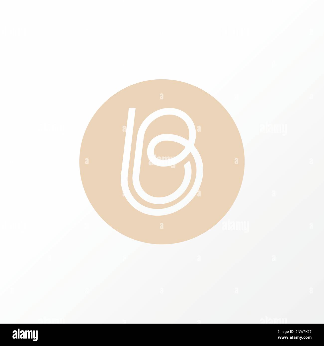 Lettre unique ou mot B ou BB double ligne art out italique police sur le centre cercle bloc graphique icône logo design abstrait concept vecteur premier monogramme Illustration de Vecteur