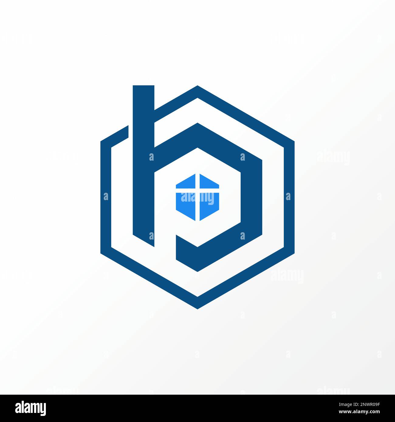Lettre ou mot BP ou PB espace négatif police avec hexagone et fenêtre graphique icône logo design abstrait concept vecteur stock initial ou propriété Illustration de Vecteur