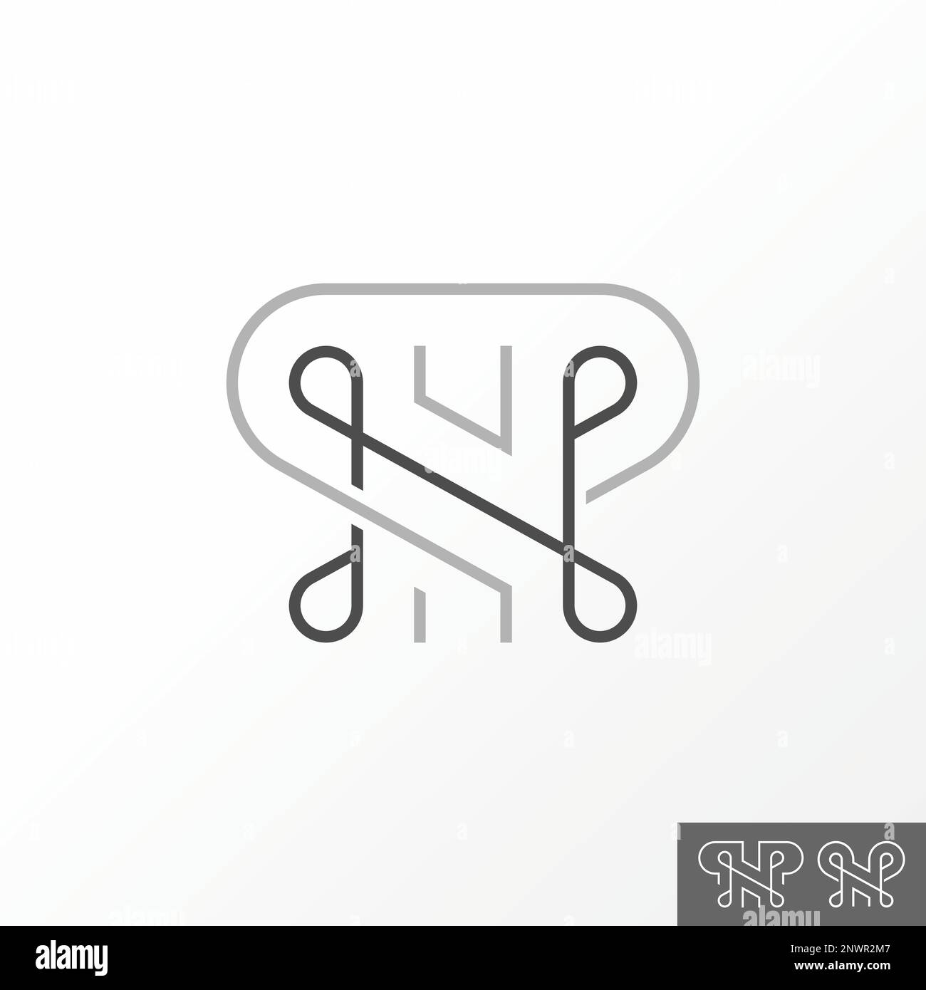 Lettre ou mot NP ou PN ligne de coupe serif police avec couronne sur image graphique icône logo design abstrait concept vecteur stock initial ou luxe Illustration de Vecteur