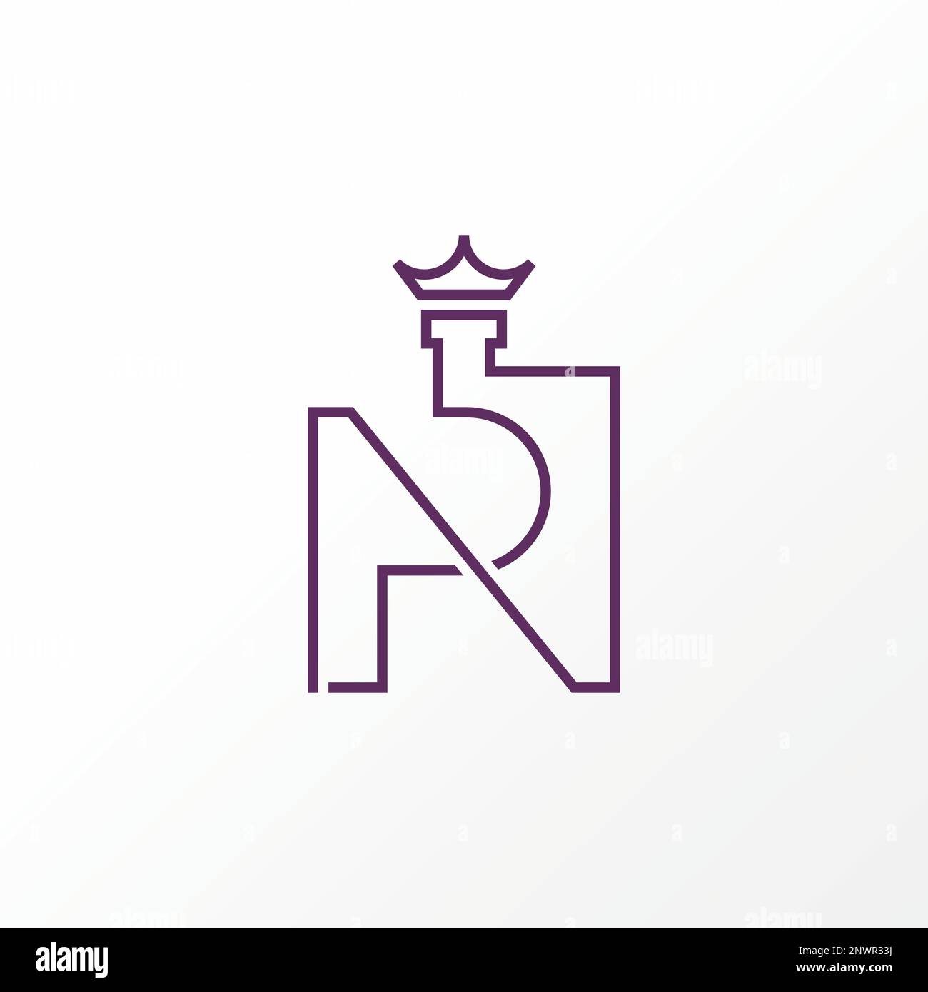 Lettre ou mot NP ou PN ligne de coupe serif police avec couronne sur image graphique icône logo design abstrait concept vecteur stock initial ou luxe Illustration de Vecteur