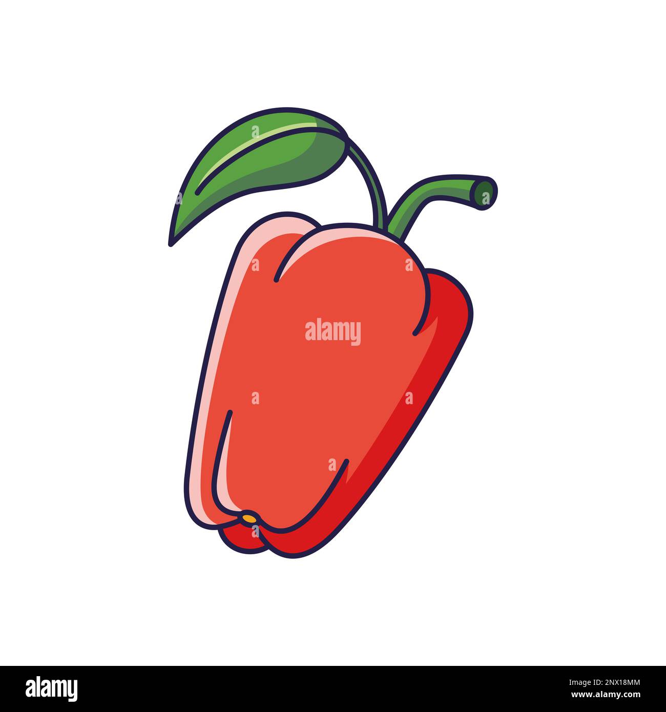 Illustration d'une icône représentant un poivron mignon. Food légume plat icône concept isolé sur fond blanc. Poivron dans le style Doodle. Illustration de Vecteur