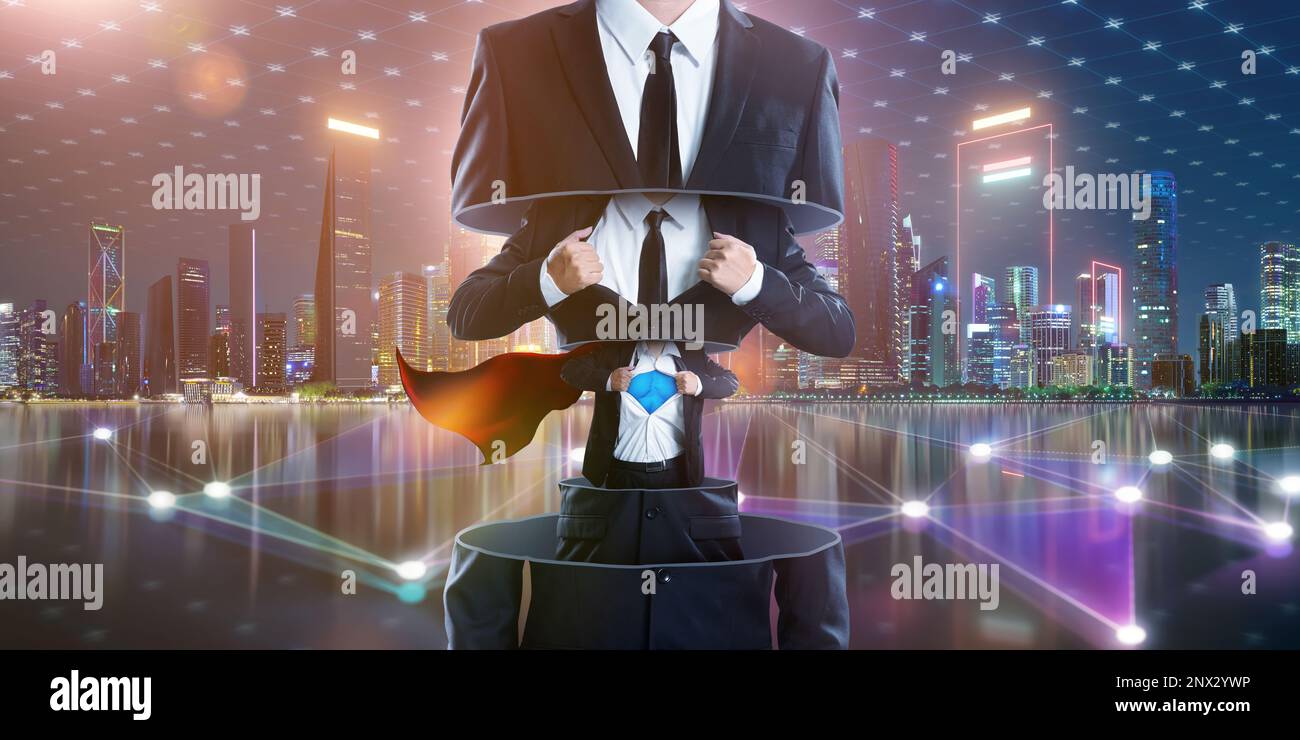 Un homme d'affaires intelligent gère une image de concept complexe et résolue Banque D'Images