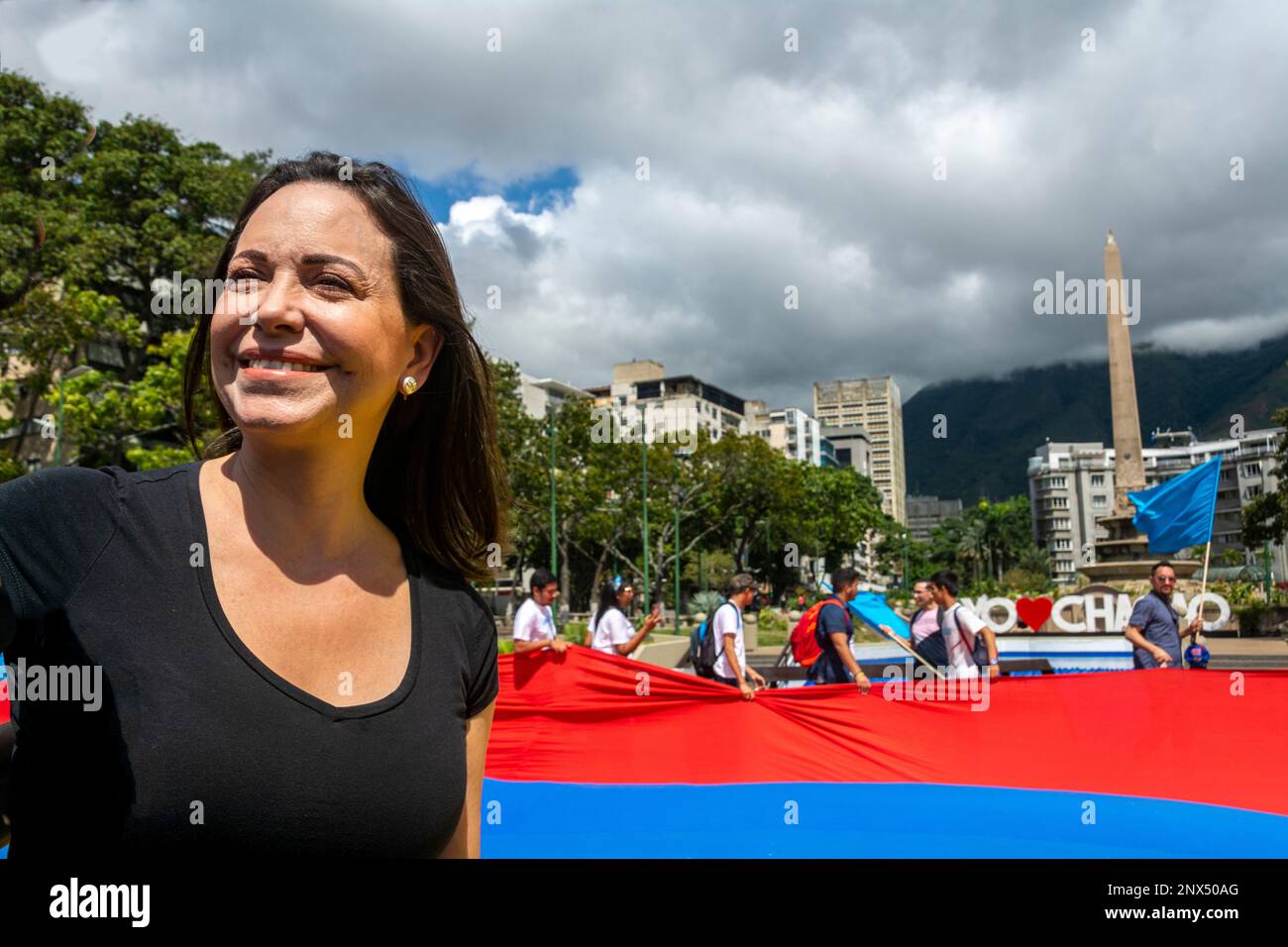 Maria Corina Machado, politicien vénézuélien, ancienne députée de l'Assemblée nationale vénézuélienne. Candidat aux primaires de l'opposition vénézuélienne pour t Banque D'Images
