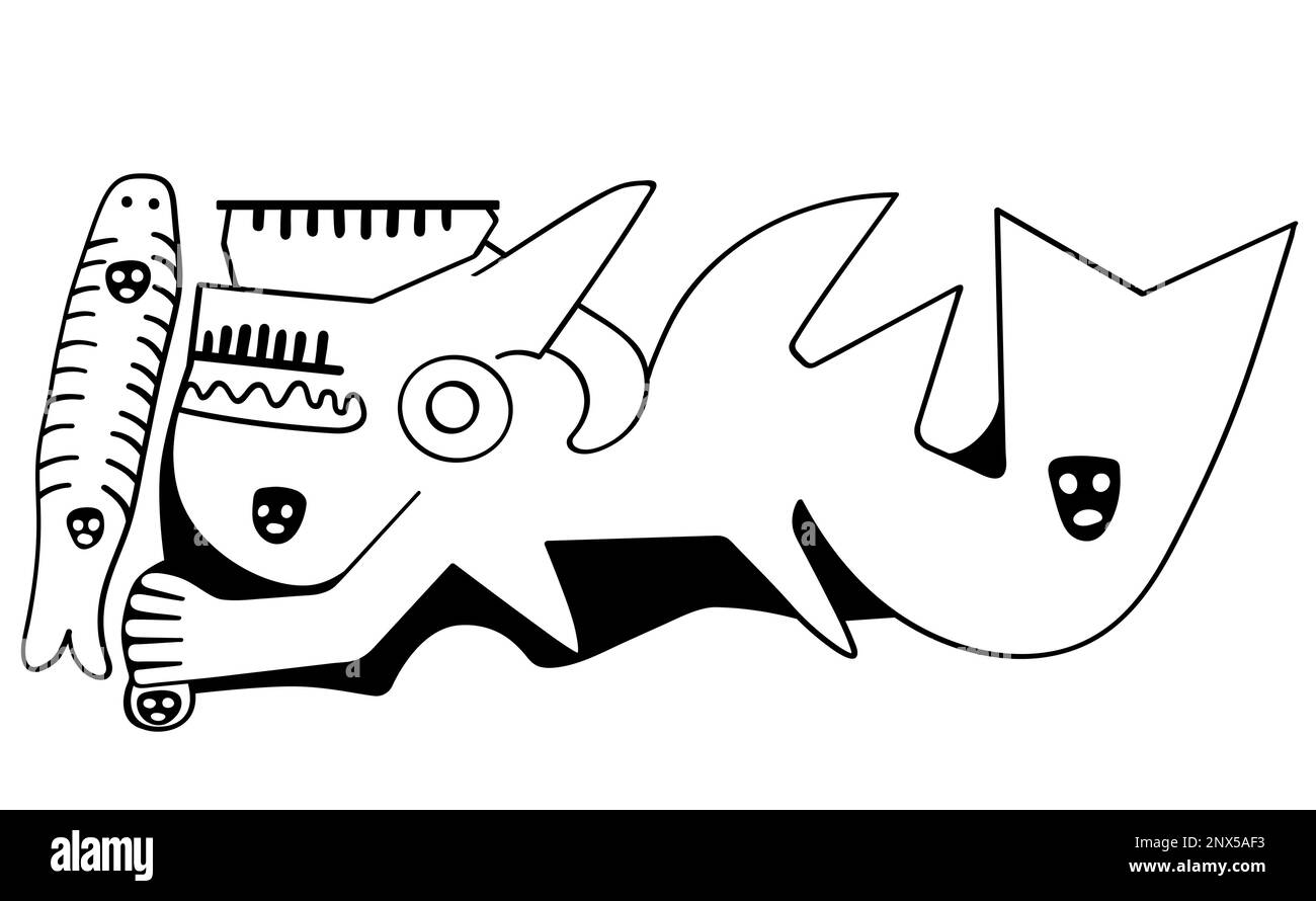 Geoglyphe de la Baleine de Killer de Palpa, les lignes de Palpa, Pérou Illustration de Vecteur