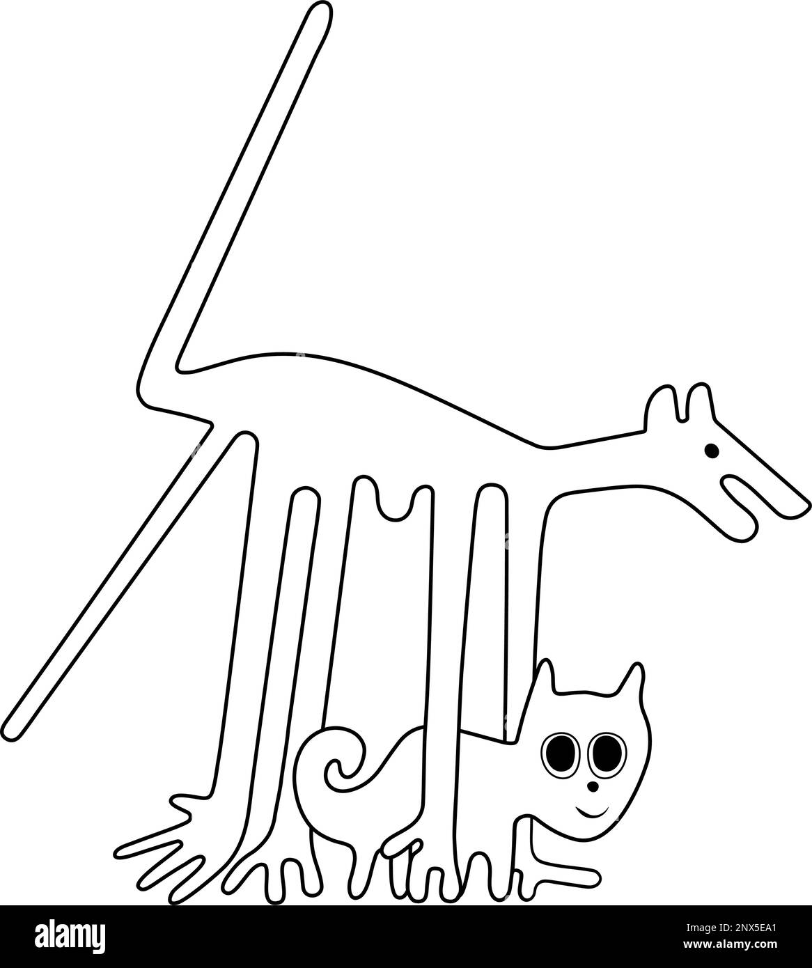 Le chien et le chat - une paraphrase des célèbres géoglyphes de Nazca Illustration de Vecteur