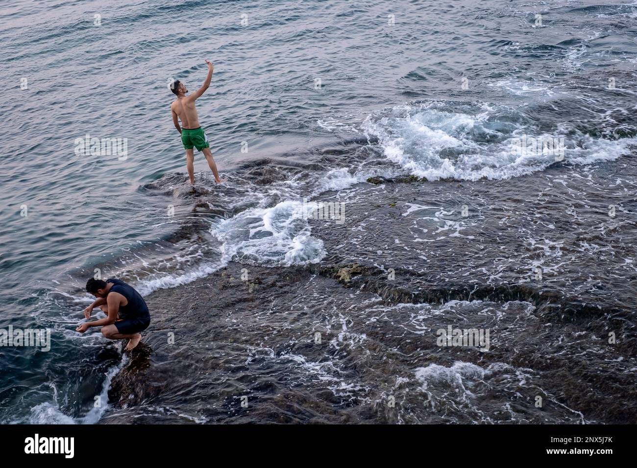 Corniche, selfies, Beyrouth, Liban Banque D'Images