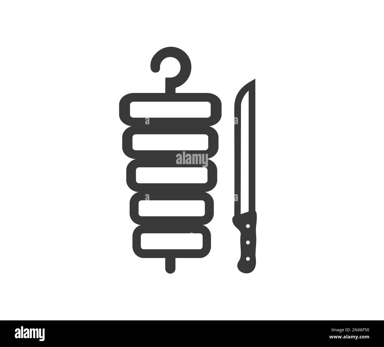 Doner Kebab, Shawarma, Icon design. Doner kebab, icône de la ligne de vecteur de restauration rapide, signe. Cuisine turque doner kebab dans une cuisine de rue. Kebab, magasin de viande. Illustration de Vecteur