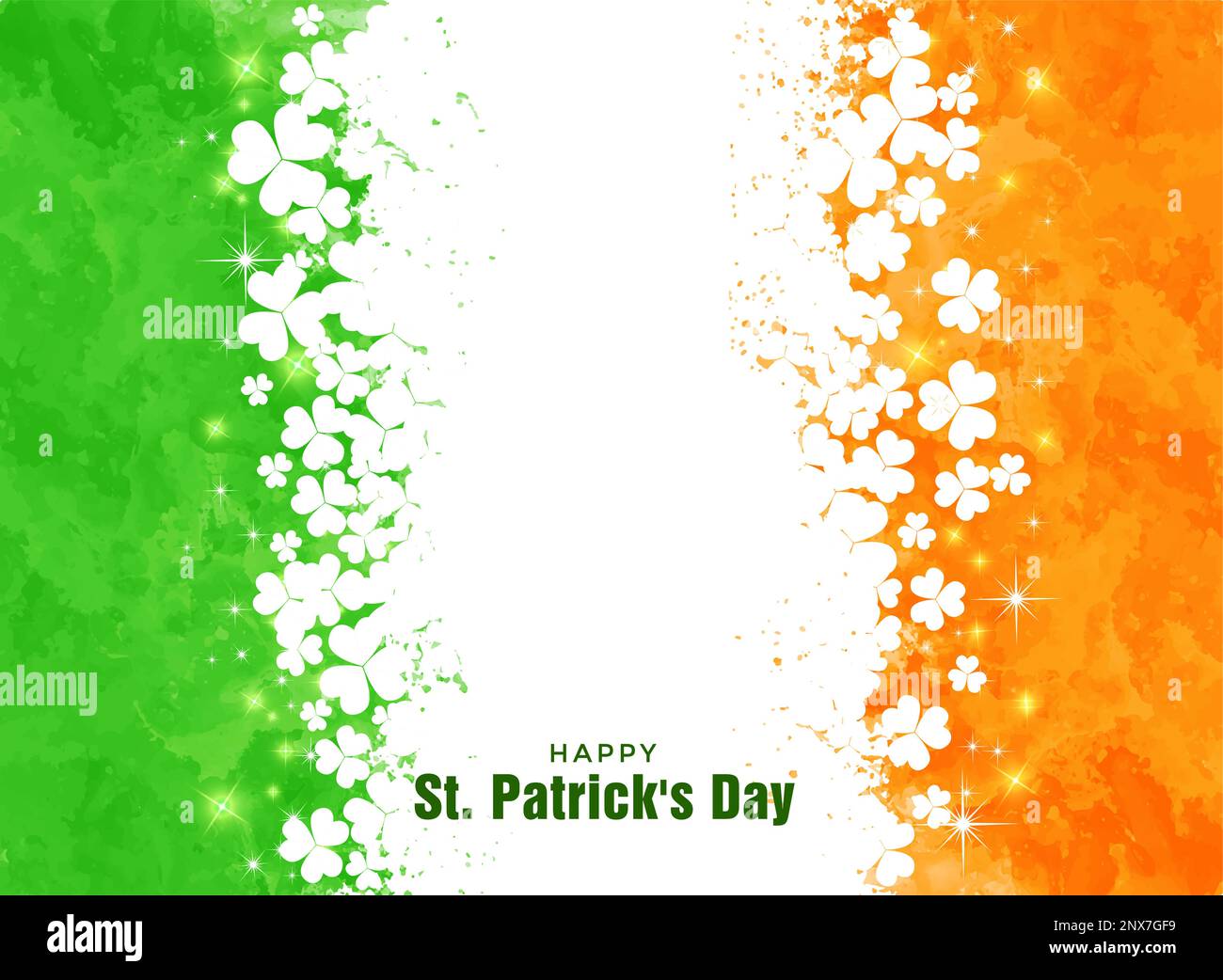 St. Patrick's Day Celebration Background avec trèfle shamrock et texte sur fond de couleur drapeau irlandais. Brut vectoriel. Illustration de Vecteur