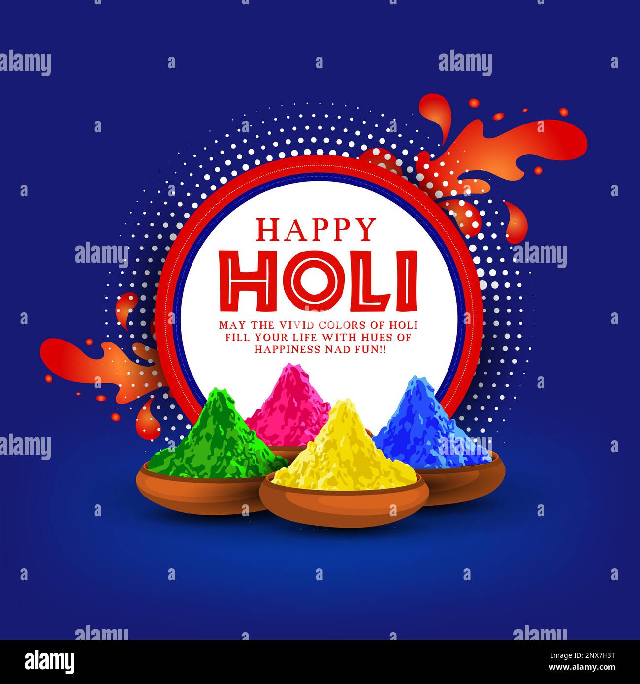 Illustration vectorielle de l'arrière-plan Happy Holi coloré - Festival indien des couleurs. Illustration de Vecteur