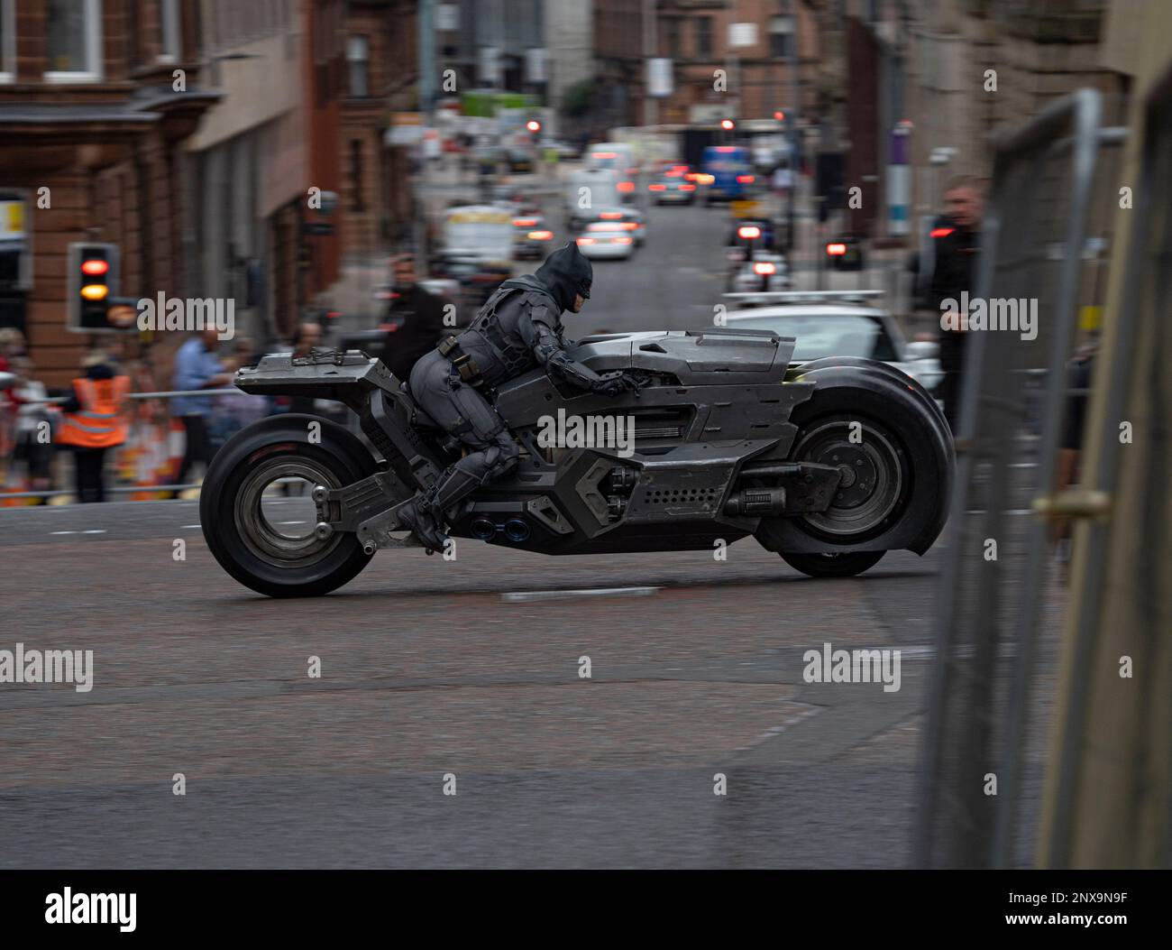 The Flash - Batman filmant à Glasgow. Banque D'Images