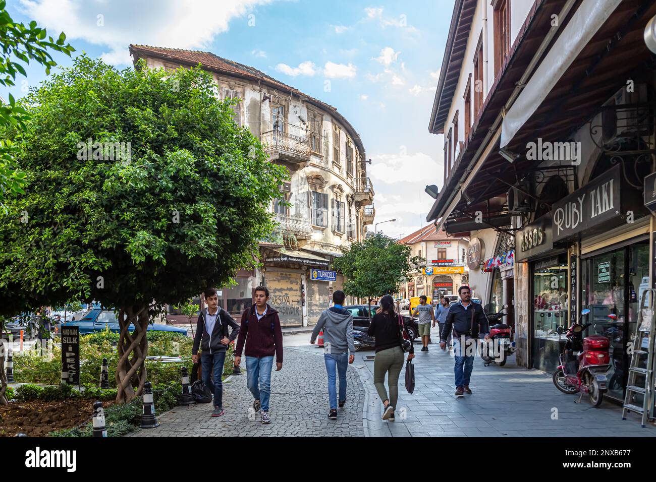 Antakya,Hatay,Turkey-31 octobre,2017: Une vue sur un bazar avec des maisons historiques et des magasins dans la ville antique d'Antakya dans la ville turque de Hatay. Banque D'Images