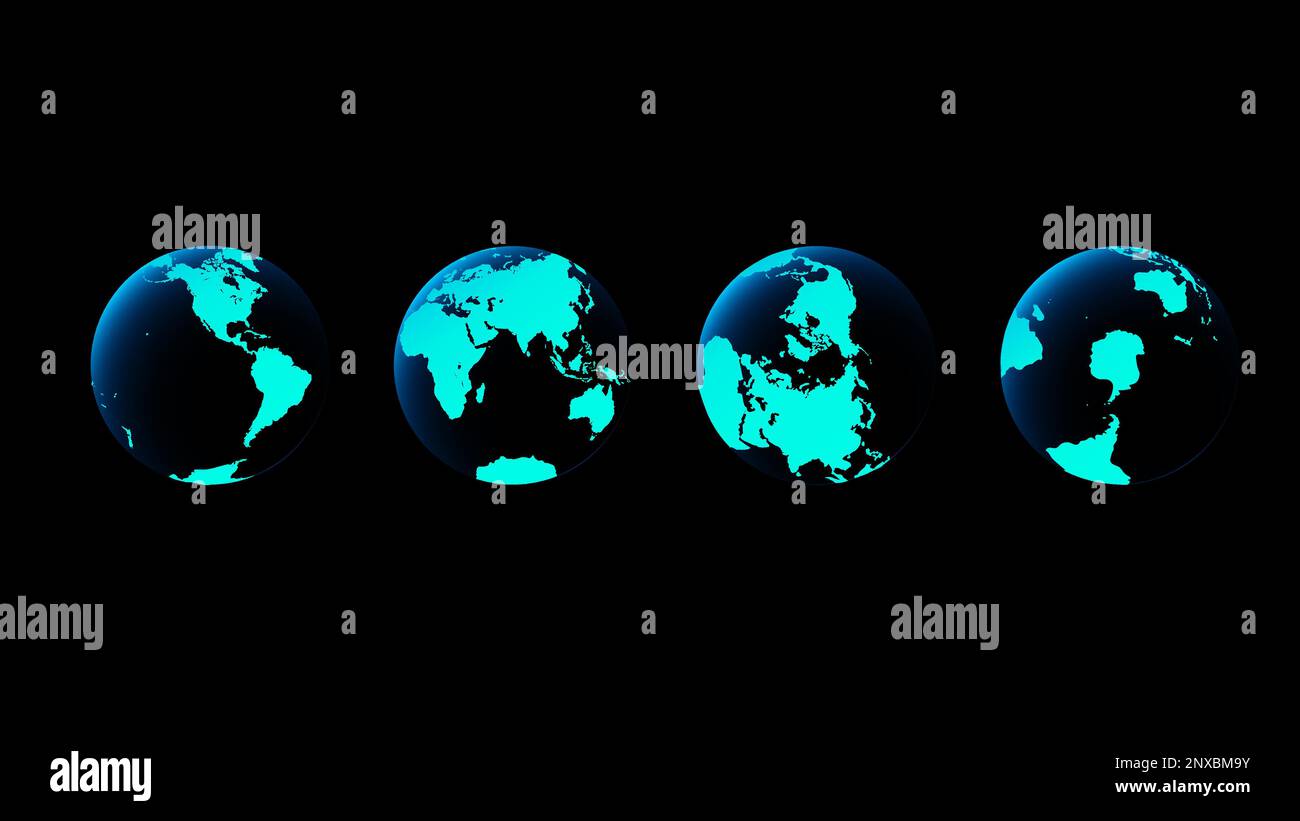 Icônes globe terrestre. Hémisphères terrestres avec continents. Illustration de Vecteur