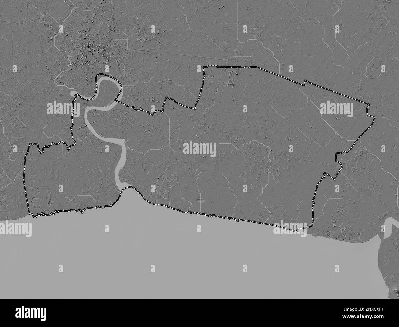 Samut Prakan, province de Thaïlande. Carte d'altitude à deux niveaux avec lacs et rivières Banque D'Images