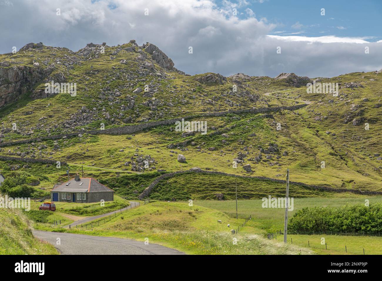 Rocky Highlands à Cliobh, Uig, Lewis, Isle of Lewis, Hebrides, Outer Hebrides, Îles de l'Ouest, Écosse, Royaume-Uni, Grande-Bretagne Banque D'Images