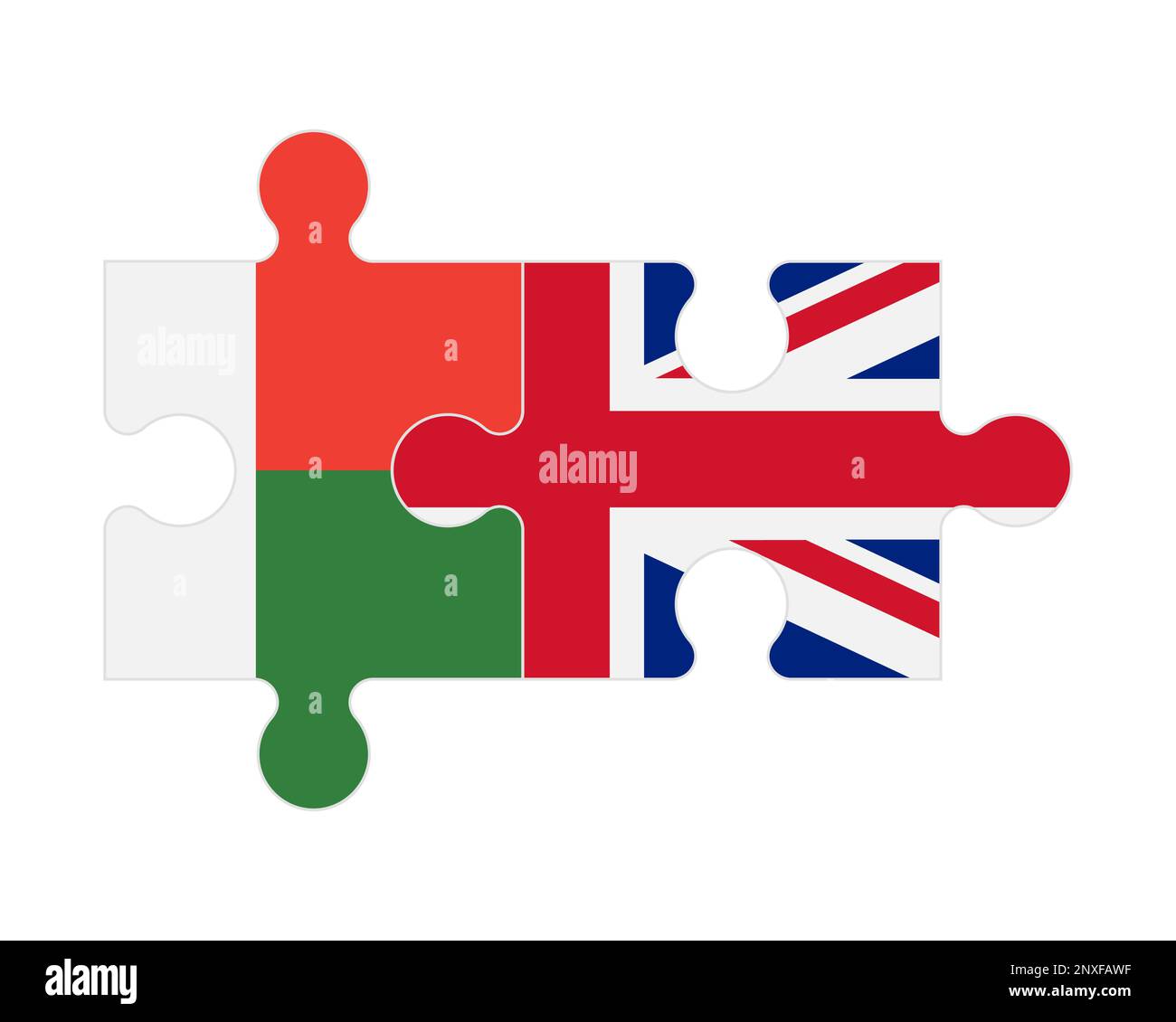 Puzzle connecté de drapeaux de Madagascar et du Royaume-Uni, vecteur Illustration de Vecteur