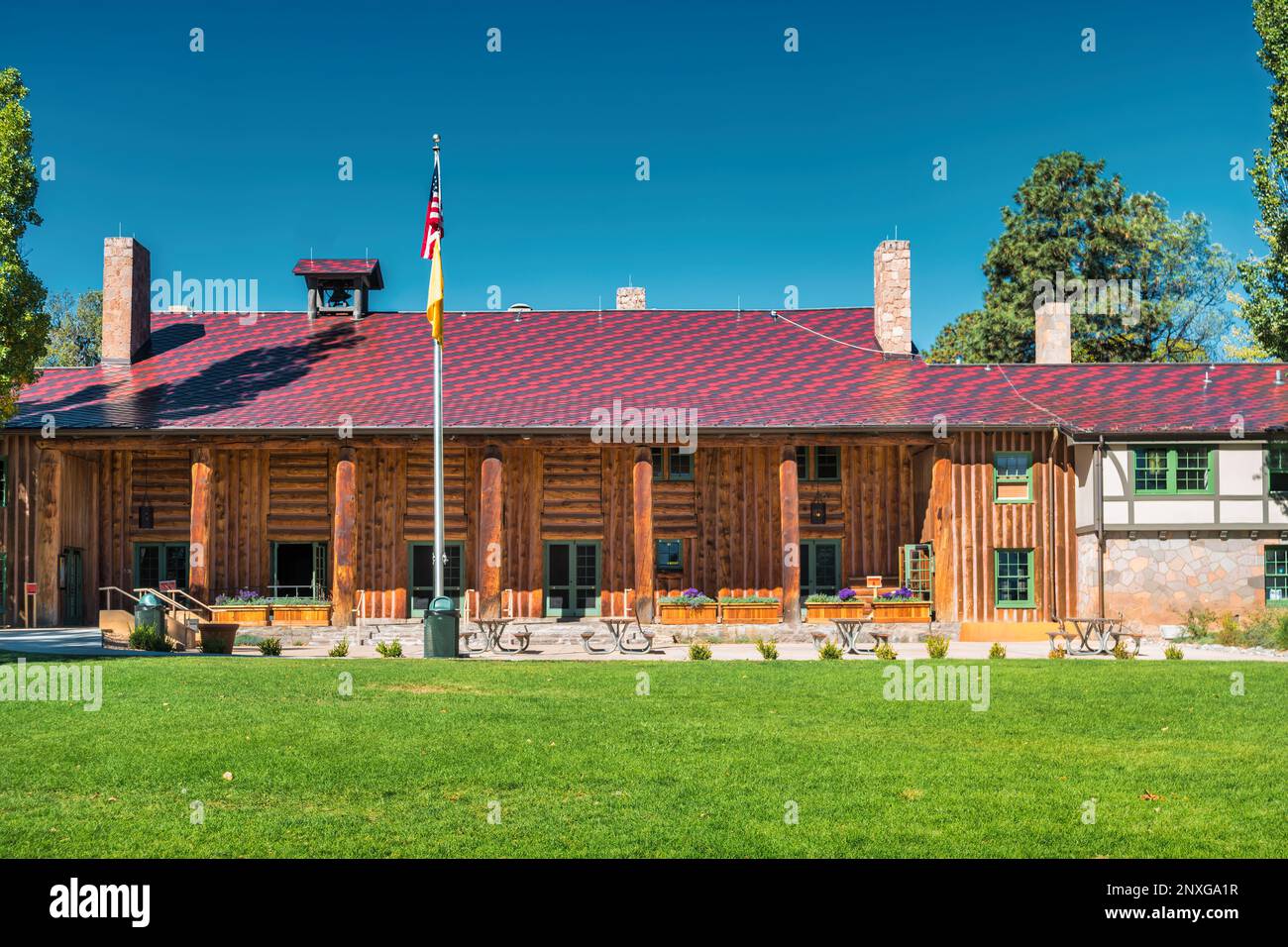 Fuller Lodge fait partie du Manhattan Project National Historical Park à Los Alamos, Nouveau-Mexique, Etats-Unis Banque D'Images
