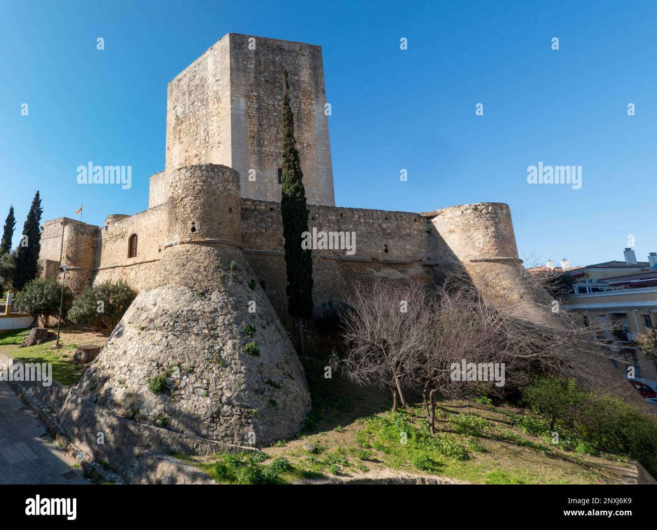 Sanlucar de Barrameda, province de Cadix, Espagne - 23 février 2023 : vue sur le château de Santiago, dans la ville de Sanlucar de Barrameda, Espagne Banque D'Images