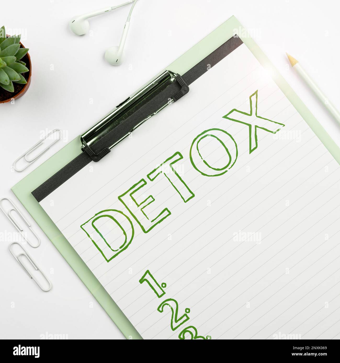 Symbole de texte indiquant Detox. Mot pour moment pour l'alimentation Nutrition santé traitement de toxicomanie nettoyer Banque D'Images