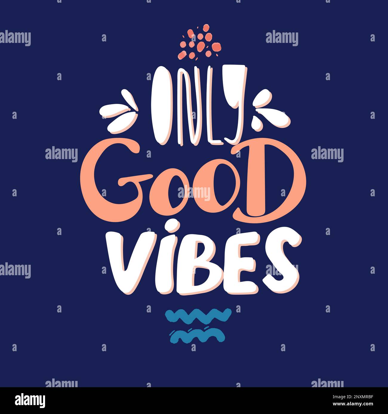 BONNES VIBRATIONS UNIQUEMENT. MOTIFS GRAPHIQUES À TEXTE VECTORIEL. Illustration de Vecteur