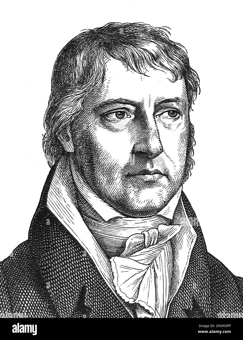Georg Wilhelm Friedrich Hegel (1770-1831), grand philosophe allemand. Gravure par Hugo B√ºrckner (1818-1897). Banque D'Images